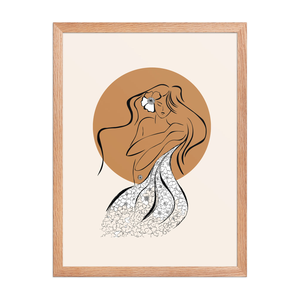 Framed poster of a Samodiva, a divine folklore spirit digital art print by Nelinda. Illustration portraying the Samodiva as a divine forest spirit.