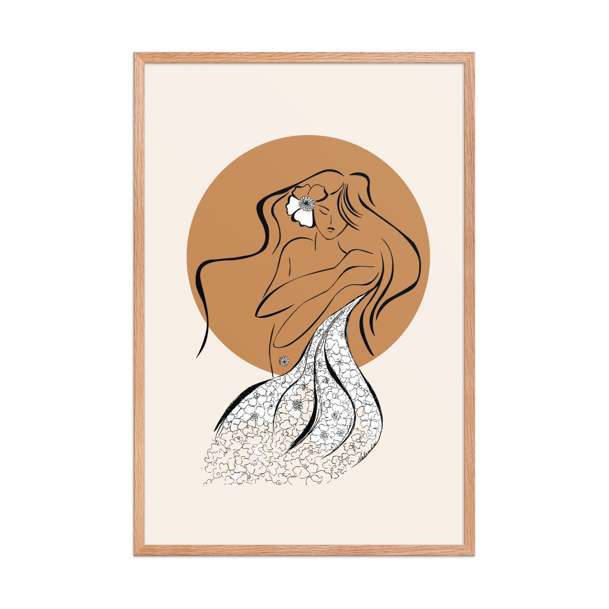 Framed poster of a Samodiva, a divine folklore spirit digital art print by Nelinda. Illustration portraying the Samodiva as a divine forest spirit.