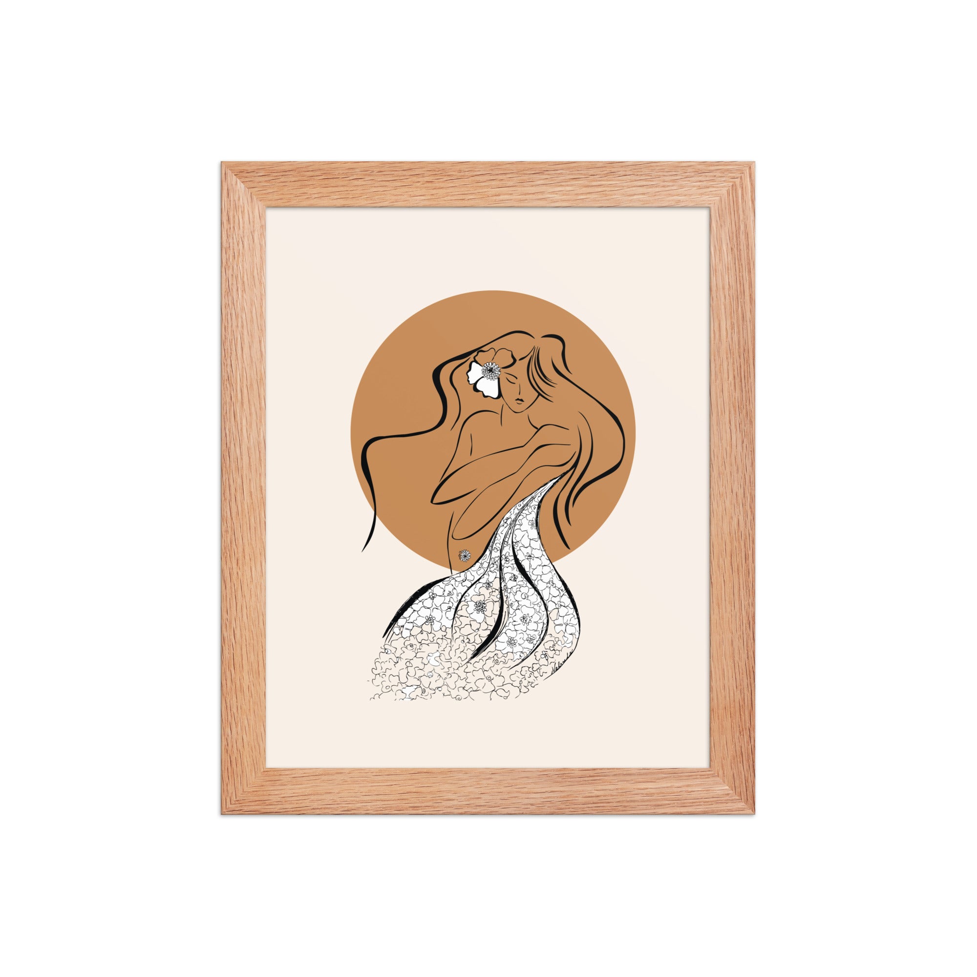 Framed poster of a Samodiva, a divine folklore spirit digital art print by Nelinda. Illustration portraying the Samodiva as a divine forest spirit.