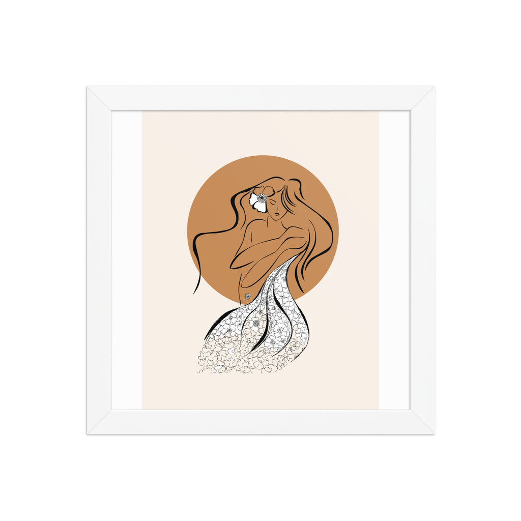 Framed poster of a Samodiva, a divine folklore spirit digital art print by Nelinda. Illustration portraying the Samodiva as a divine forest spirit.