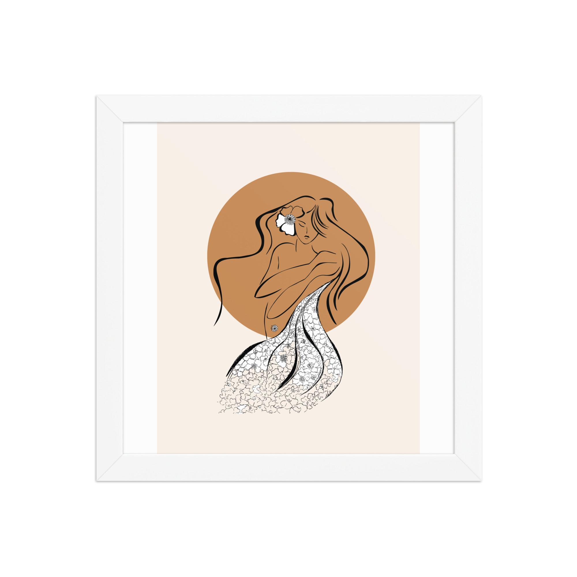 Framed poster of a Samodiva, a divine folklore spirit digital art print by Nelinda. Illustration portraying the Samodiva as a divine forest spirit.