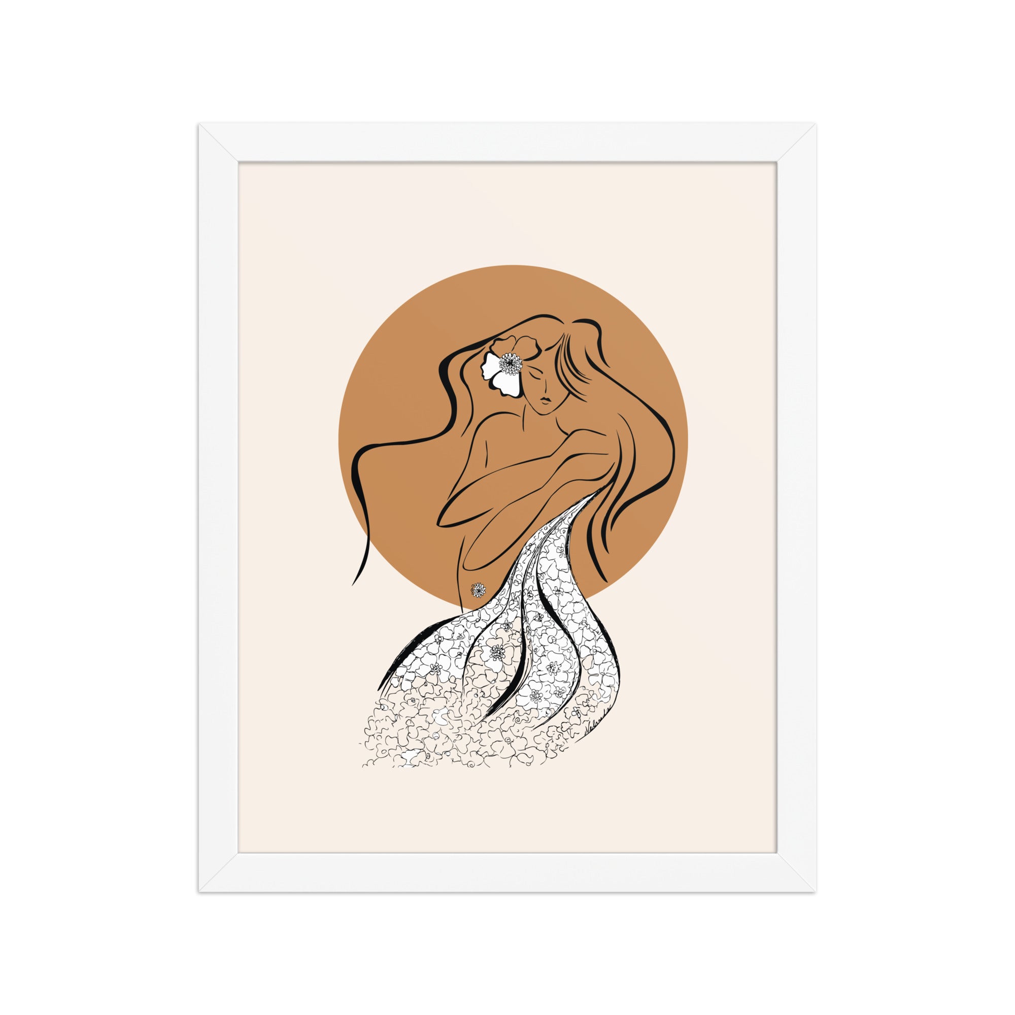 Framed poster of a Samodiva, a divine folklore spirit digital art print by Nelinda. Illustration portraying the Samodiva as a divine forest spirit.