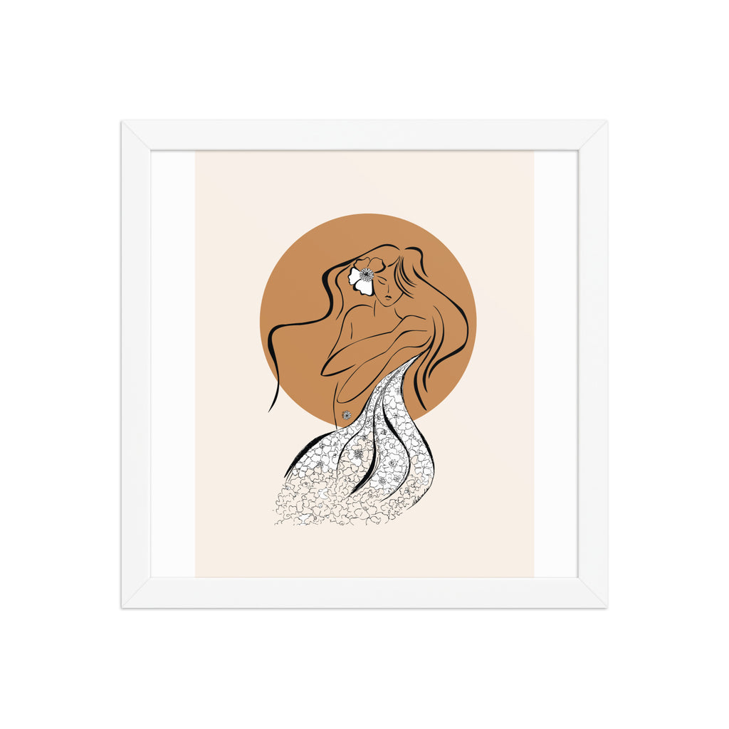 Framed poster of a Samodiva, a divine folklore spirit digital art print by Nelinda. Illustration portraying the Samodiva as a divine forest spirit.