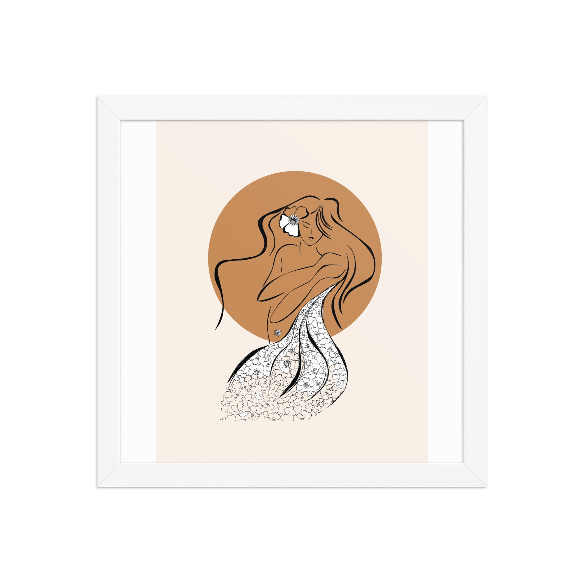 Framed poster of a Samodiva, a divine folklore spirit digital art print by Nelinda. Illustration portraying the Samodiva as a divine forest spirit.