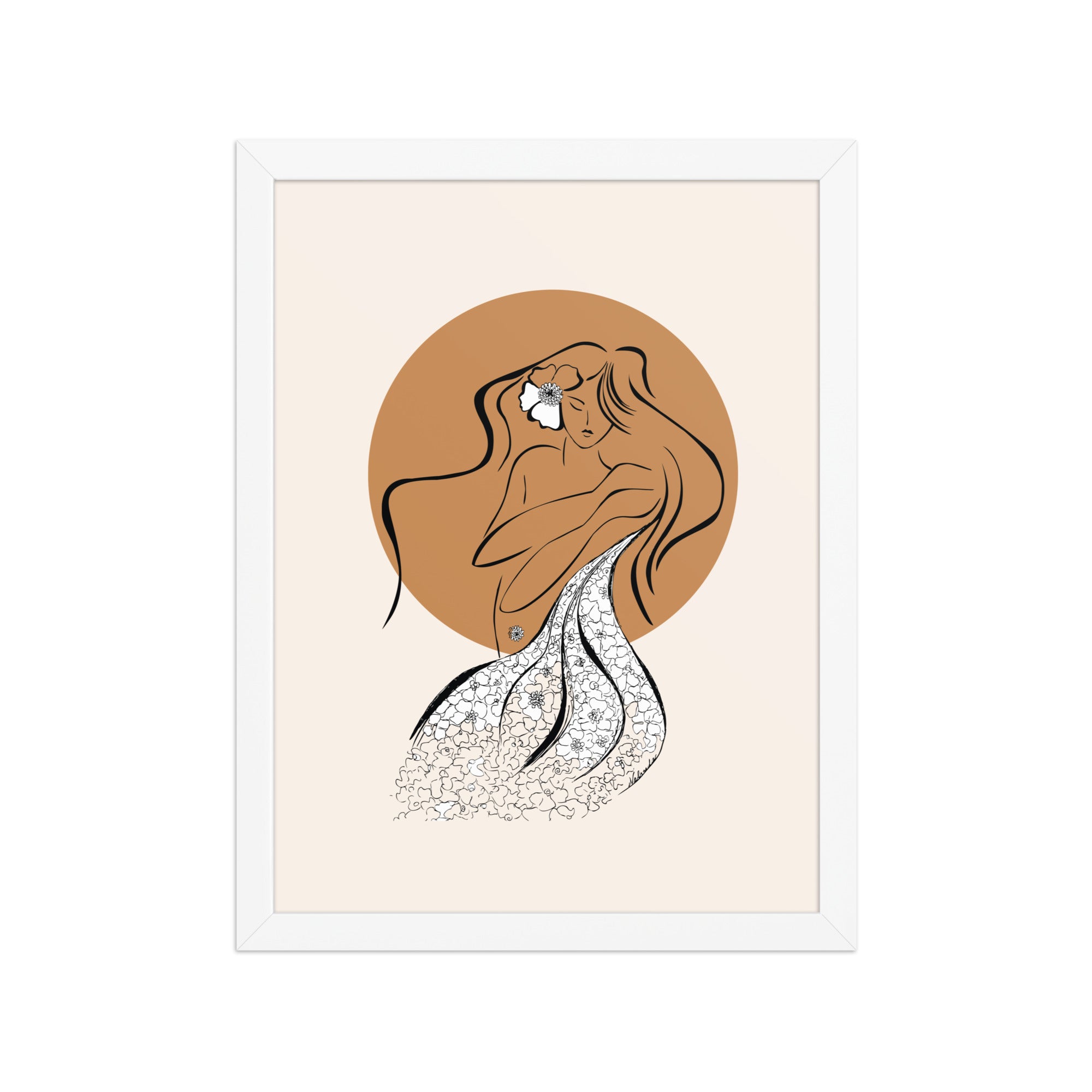 Framed poster of a Samodiva, a divine folklore spirit digital art print by Nelinda. Illustration portraying the Samodiva as a divine forest spirit.