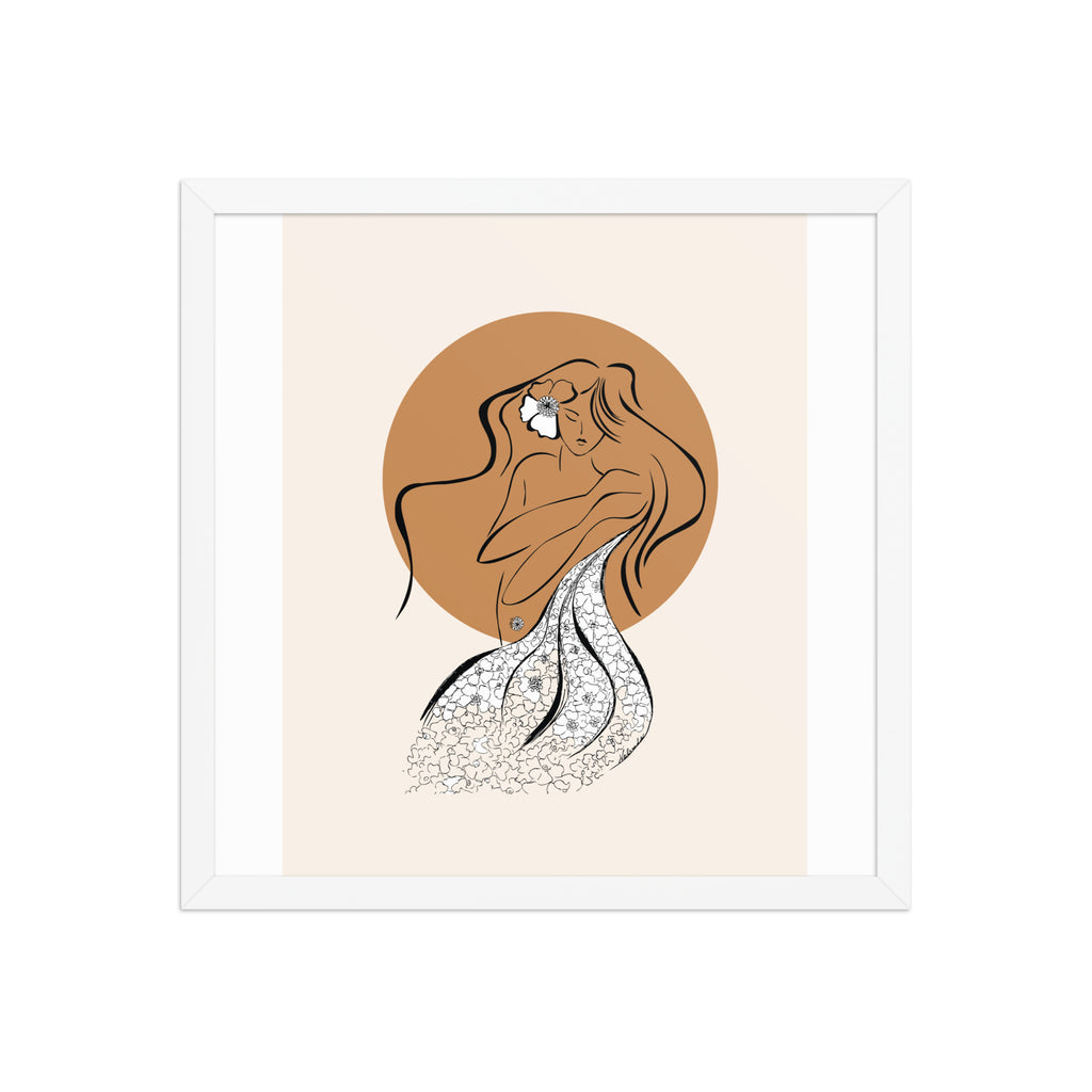 Framed poster of a Samodiva, a divine folklore spirit digital art print by Nelinda. Illustration portraying the Samodiva as a divine forest spirit.