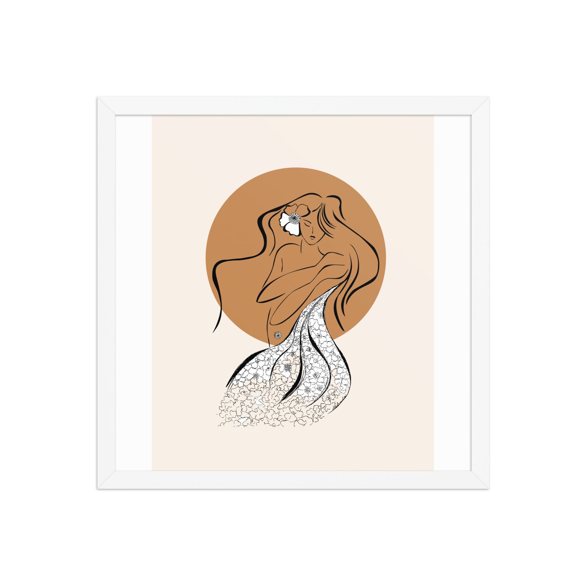 Framed poster of a Samodiva, a divine folklore spirit digital art print by Nelinda. Illustration portraying the Samodiva as a divine forest spirit.