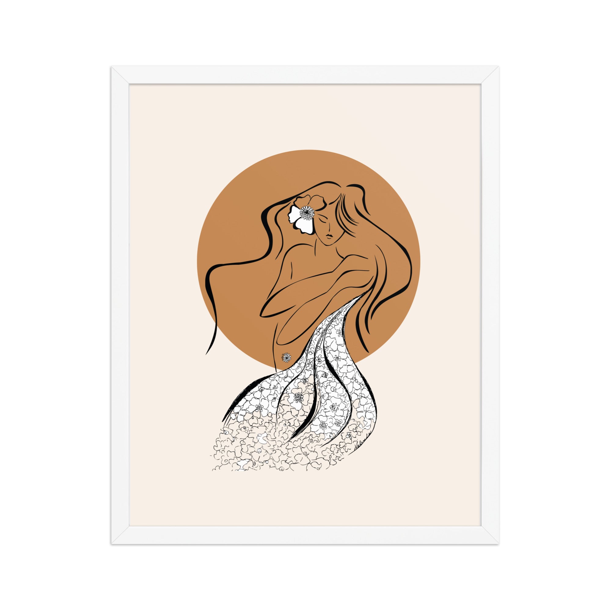 Framed poster of a Samodiva, a divine folklore spirit digital art print by Nelinda. Illustration portraying the Samodiva as a divine forest spirit.