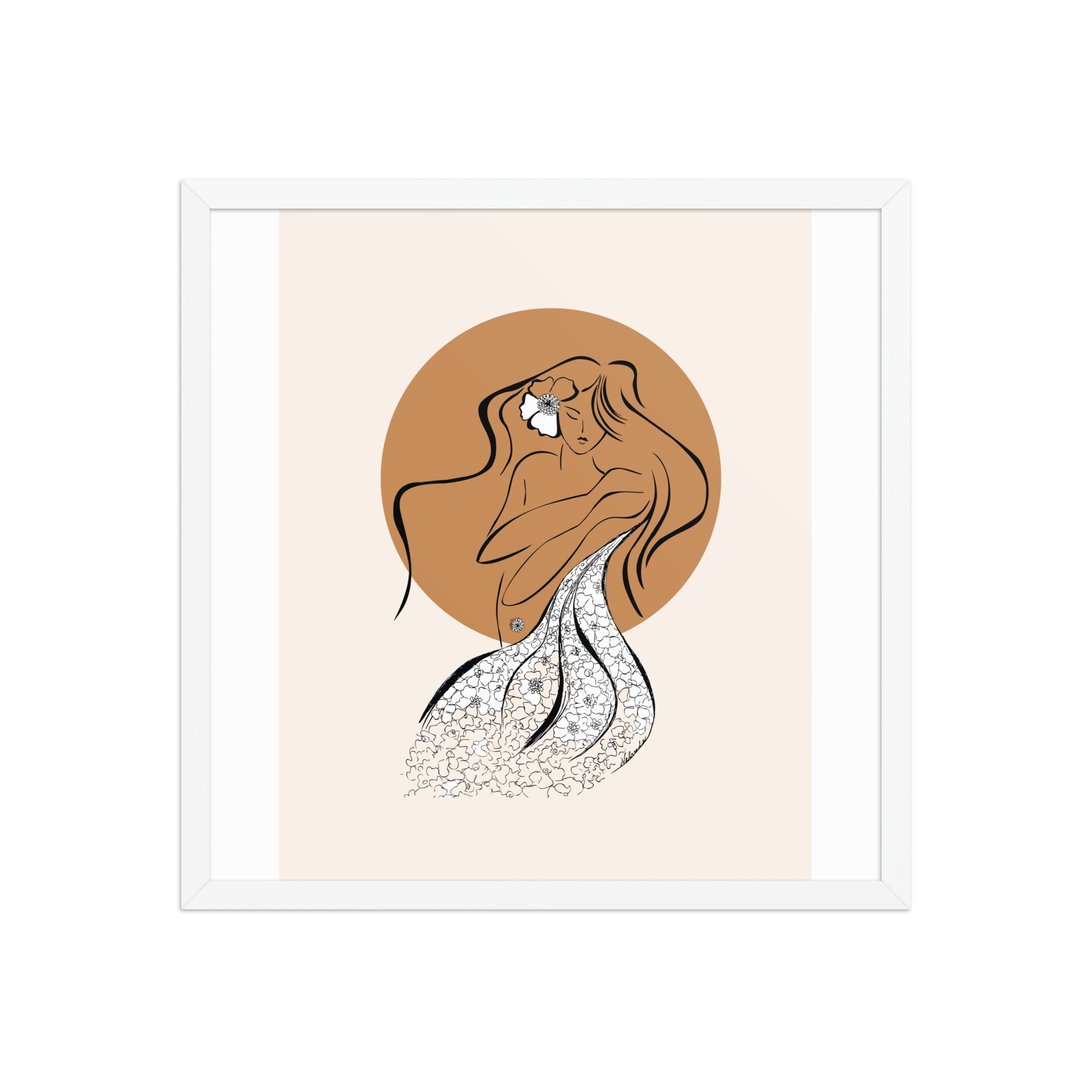 Framed poster of a Samodiva, a divine folklore spirit digital art print by Nelinda. Illustration portraying the Samodiva as a divine forest spirit.