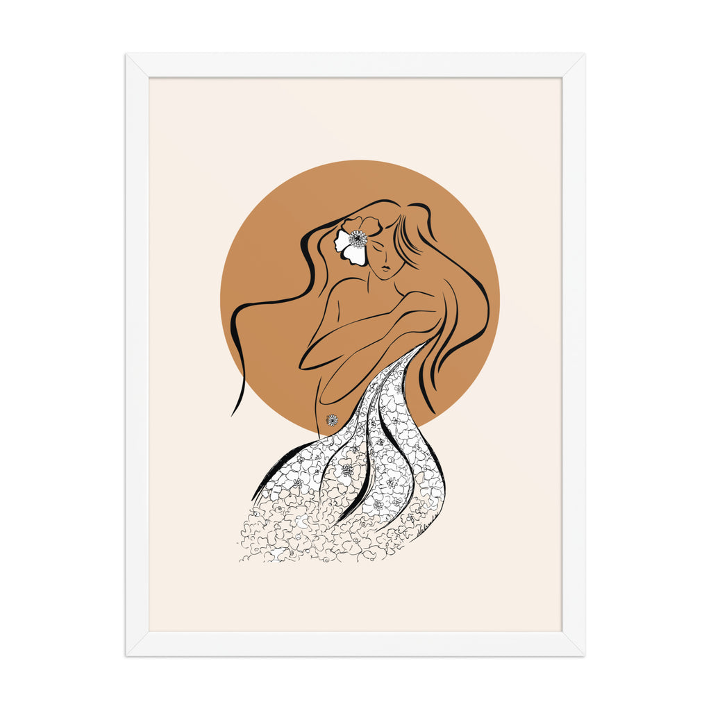 Framed poster of a Samodiva, a divine folklore spirit digital art print by Nelinda. Illustration portraying the Samodiva as a divine forest spirit.