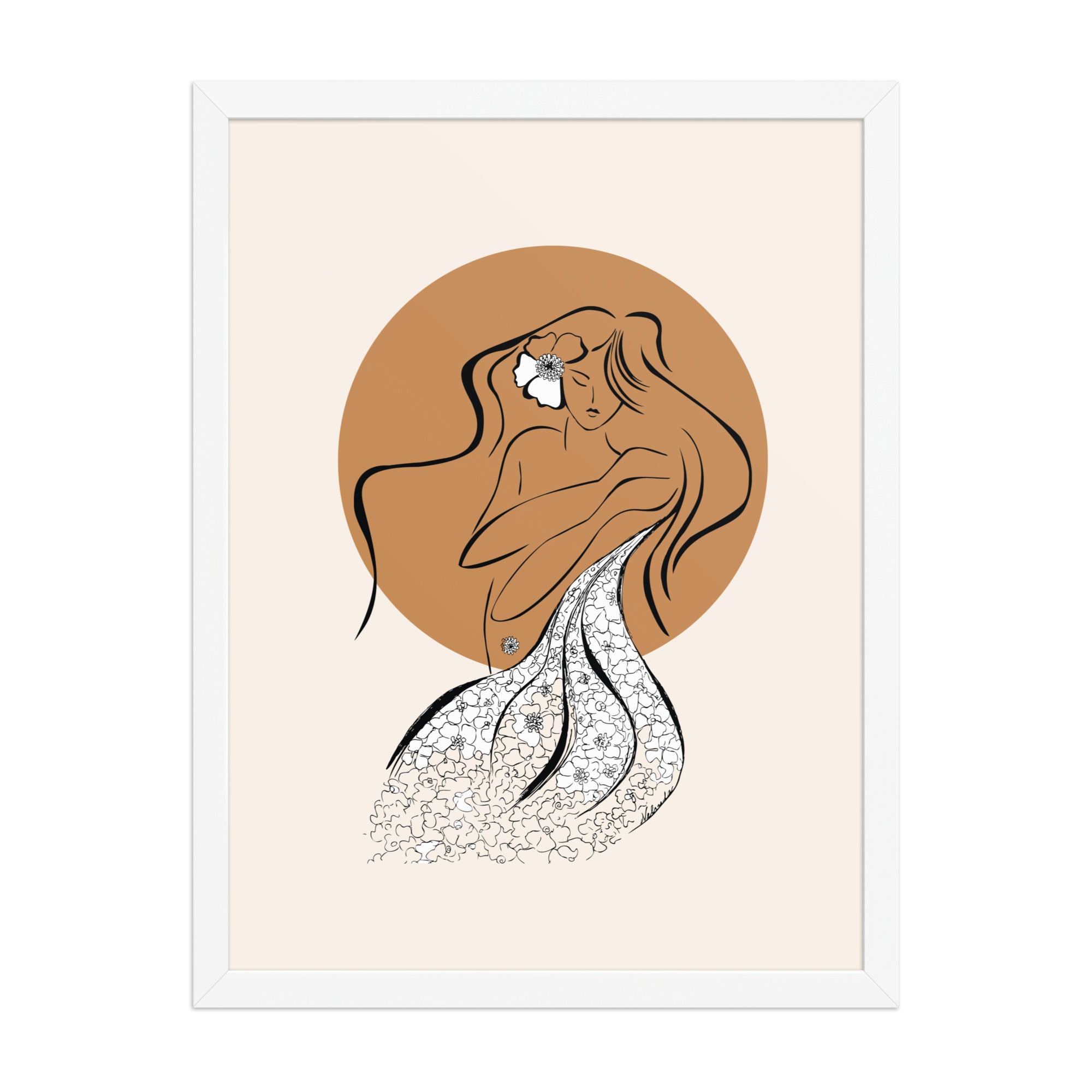 Framed poster of a Samodiva, a divine folklore spirit digital art print by Nelinda. Illustration portraying the Samodiva as a divine forest spirit.