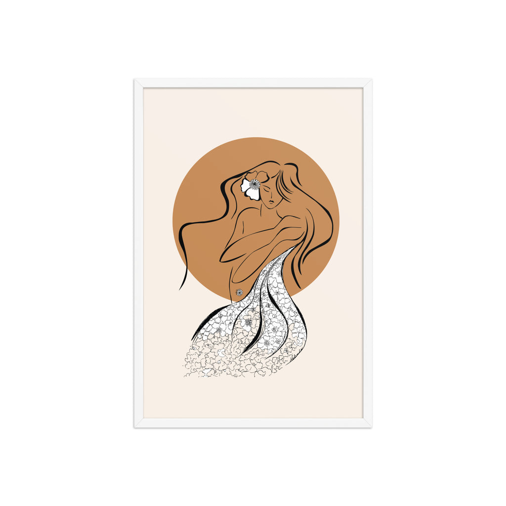 Framed poster of a Samodiva, a divine folklore spirit digital art print by Nelinda. Illustration portraying the Samodiva as a divine forest spirit.