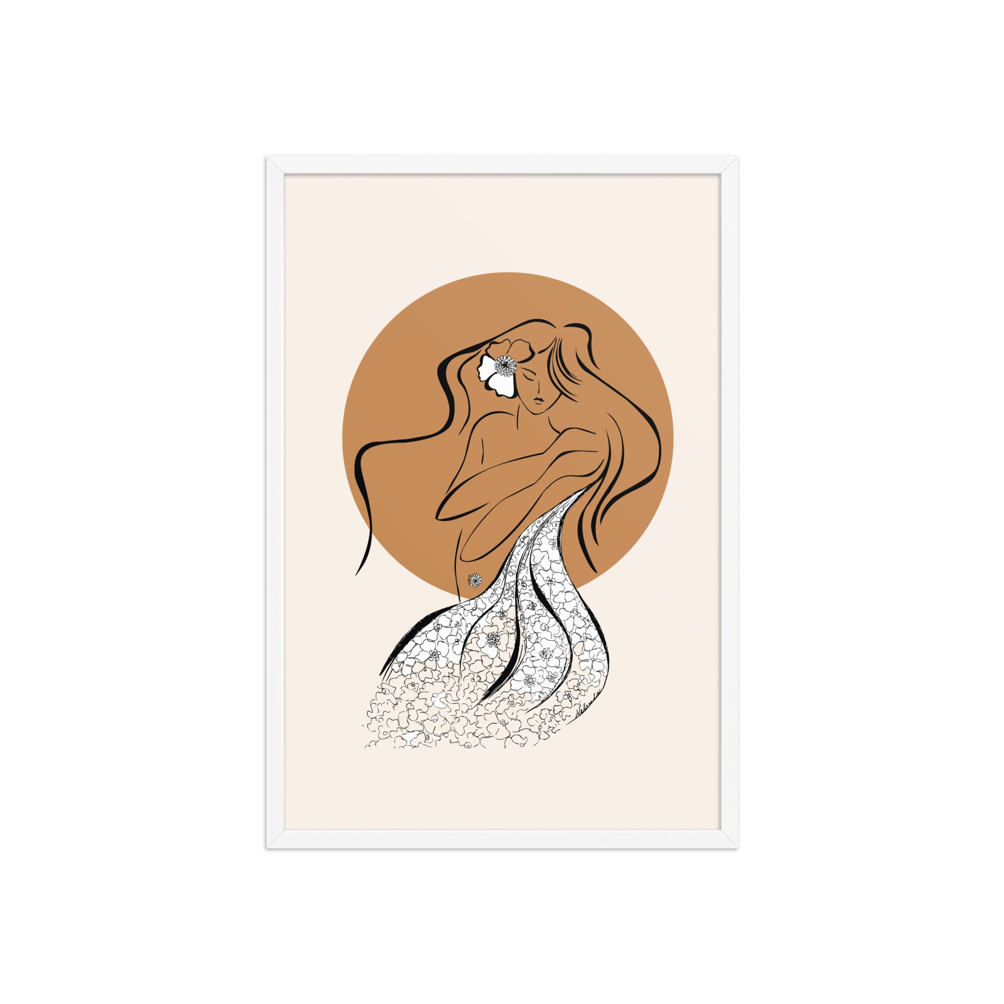 Framed poster of a Samodiva, a divine folklore spirit digital art print by Nelinda. Illustration portraying the Samodiva as a divine forest spirit.