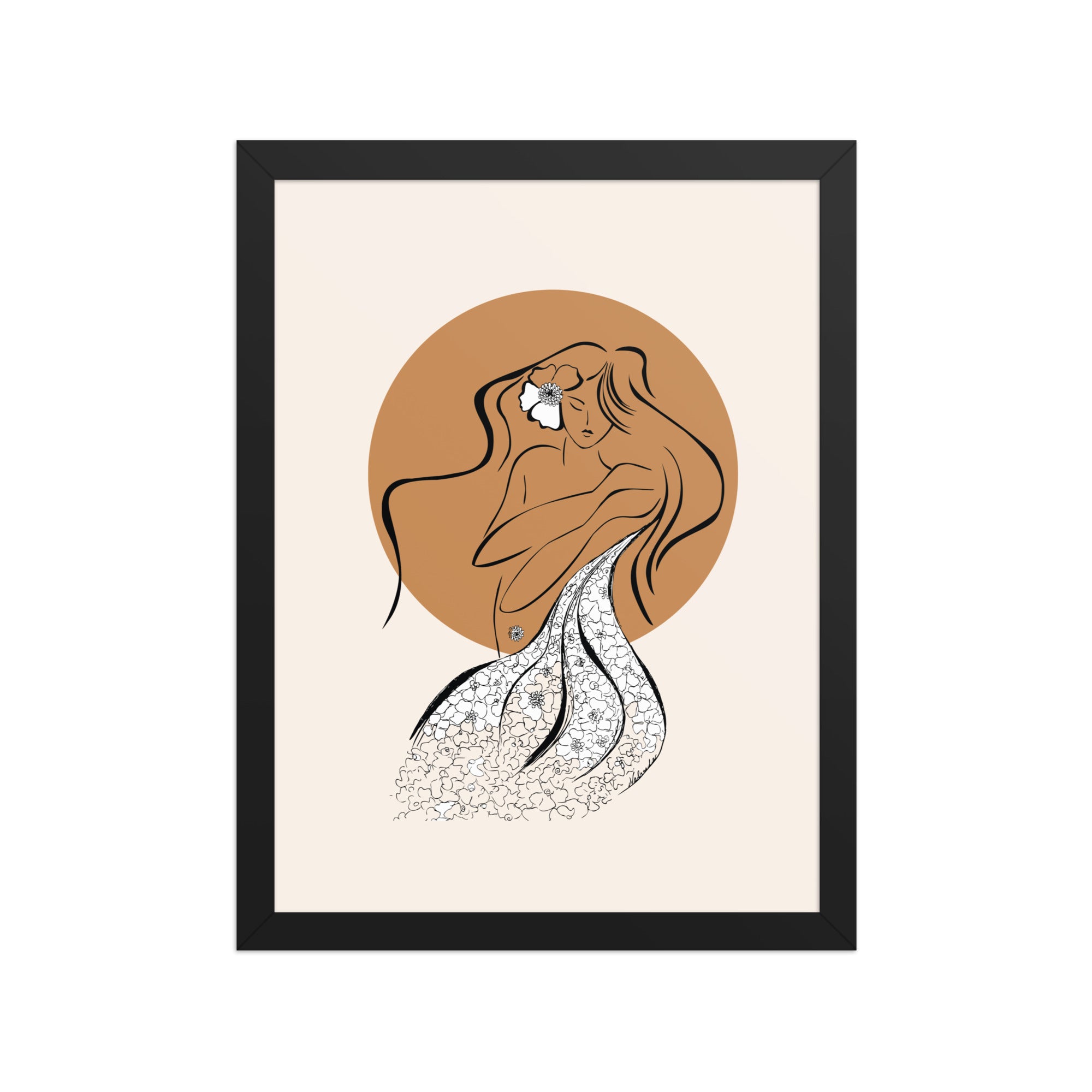 Framed poster of a Samodiva, a divine folklore spirit digital art print by Nelinda. Illustration portraying the Samodiva as a divine forest spirit.