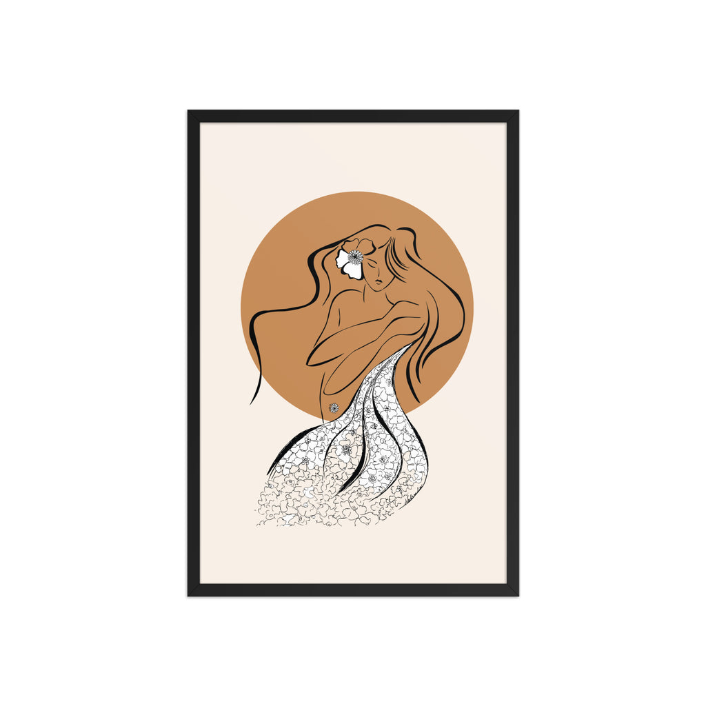 Framed poster of a Samodiva, a divine folklore spirit digital art print by Nelinda. Illustration portraying the Samodiva as a divine forest spirit.