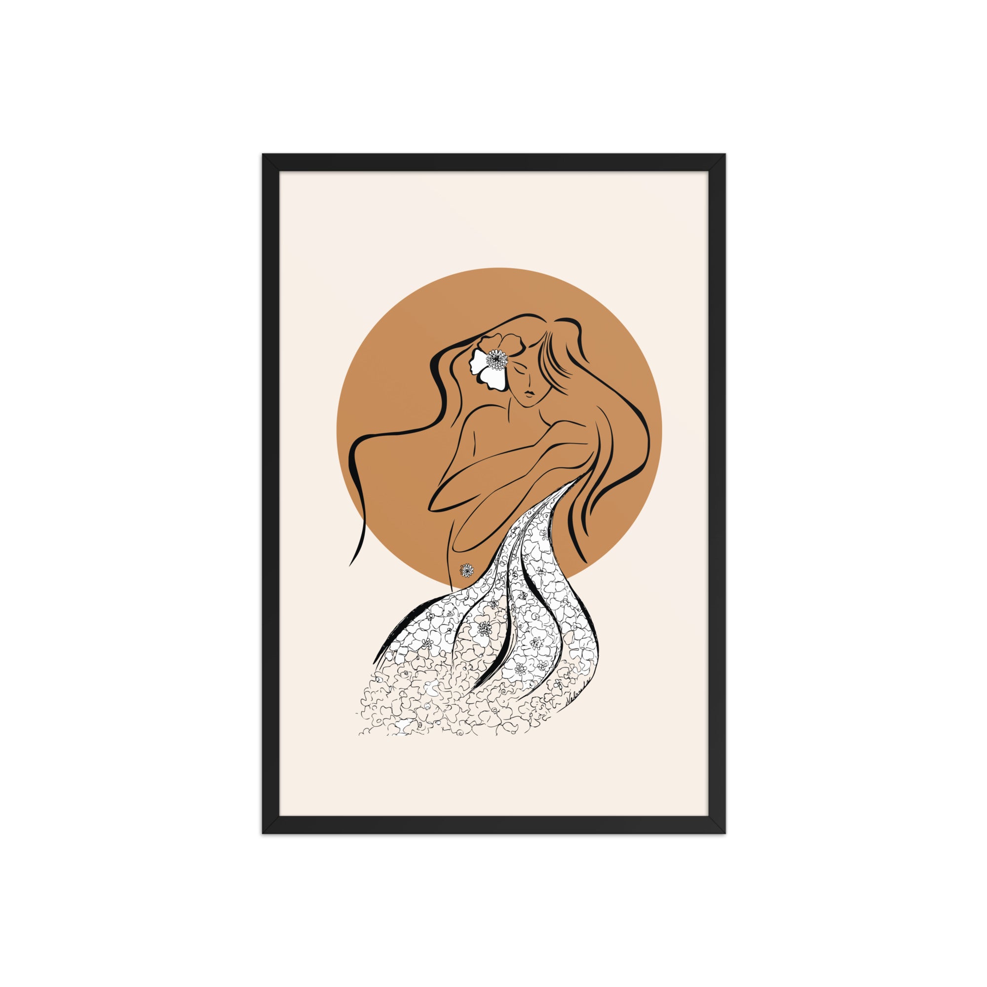 Framed poster of a Samodiva, a divine folklore spirit digital art print by Nelinda. Illustration portraying the Samodiva as a divine forest spirit.