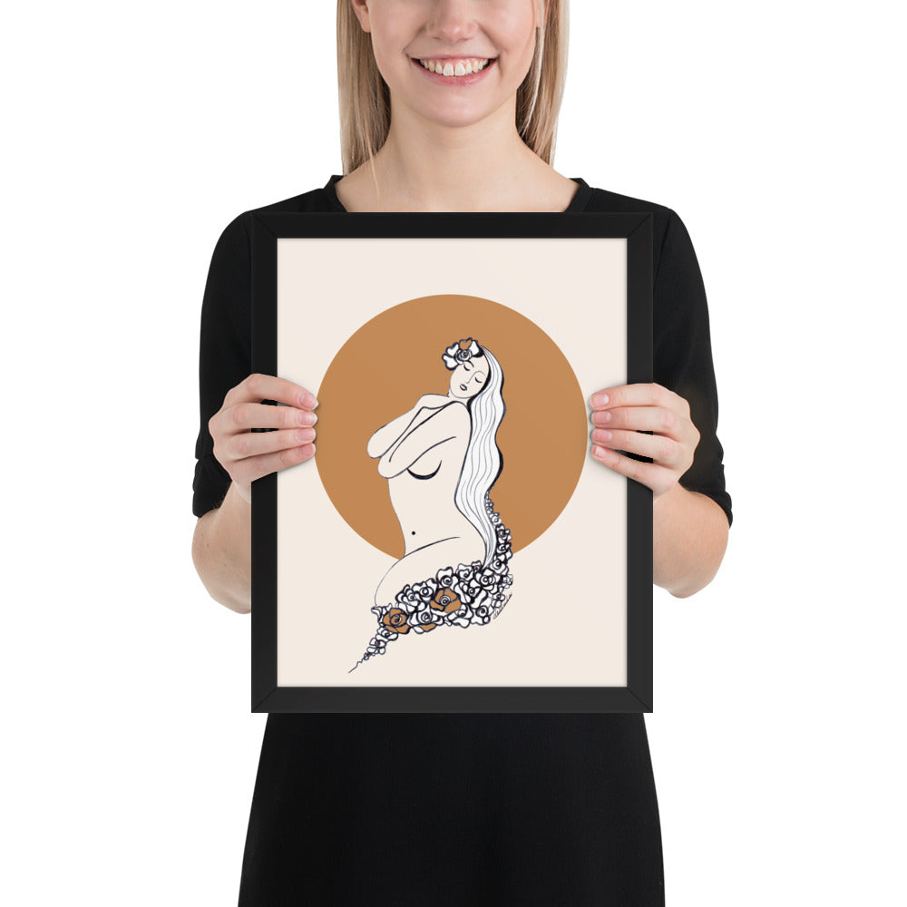 Framed poster of a Samodiva folklore digital art print by Nelinda. Artwork depicting a divine goddess of the forest.