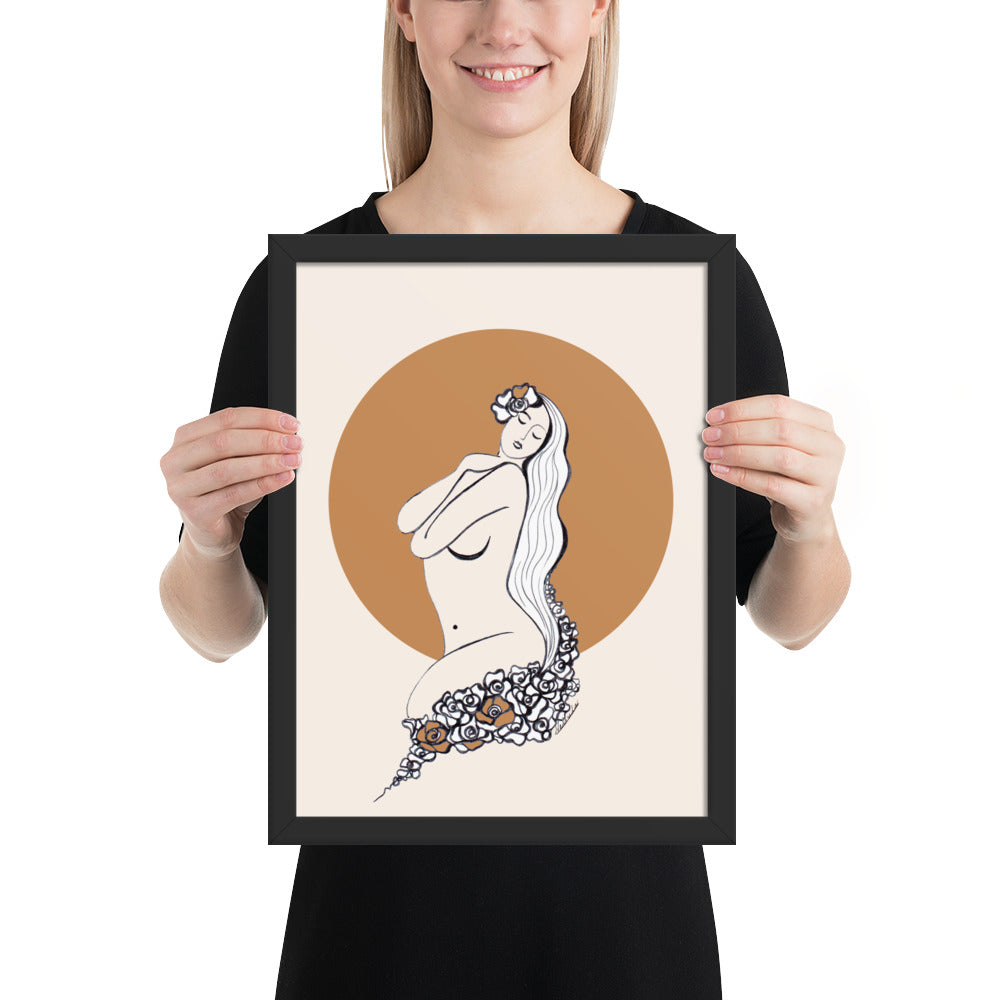 Framed poster of a Samodiva folklore digital art print by Nelinda. Artwork depicting a divine goddess of the forest.