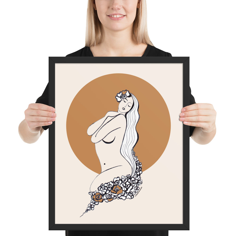 Framed poster of a Samodiva folklore digital art print by Nelinda. Artwork depicting a divine goddess of the forest.