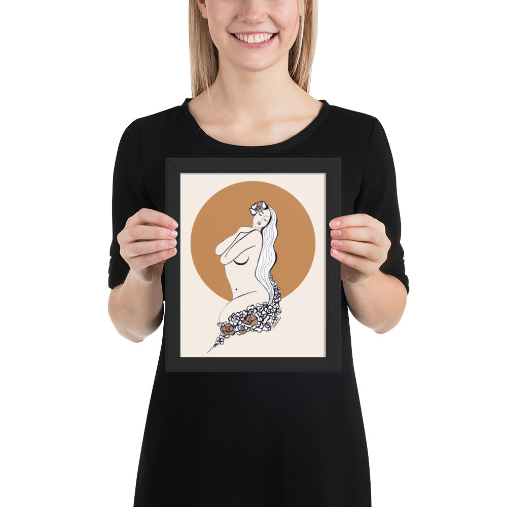 Framed poster of a Samodiva folklore digital art print by Nelinda. Artwork depicting a divine goddess of the forest.