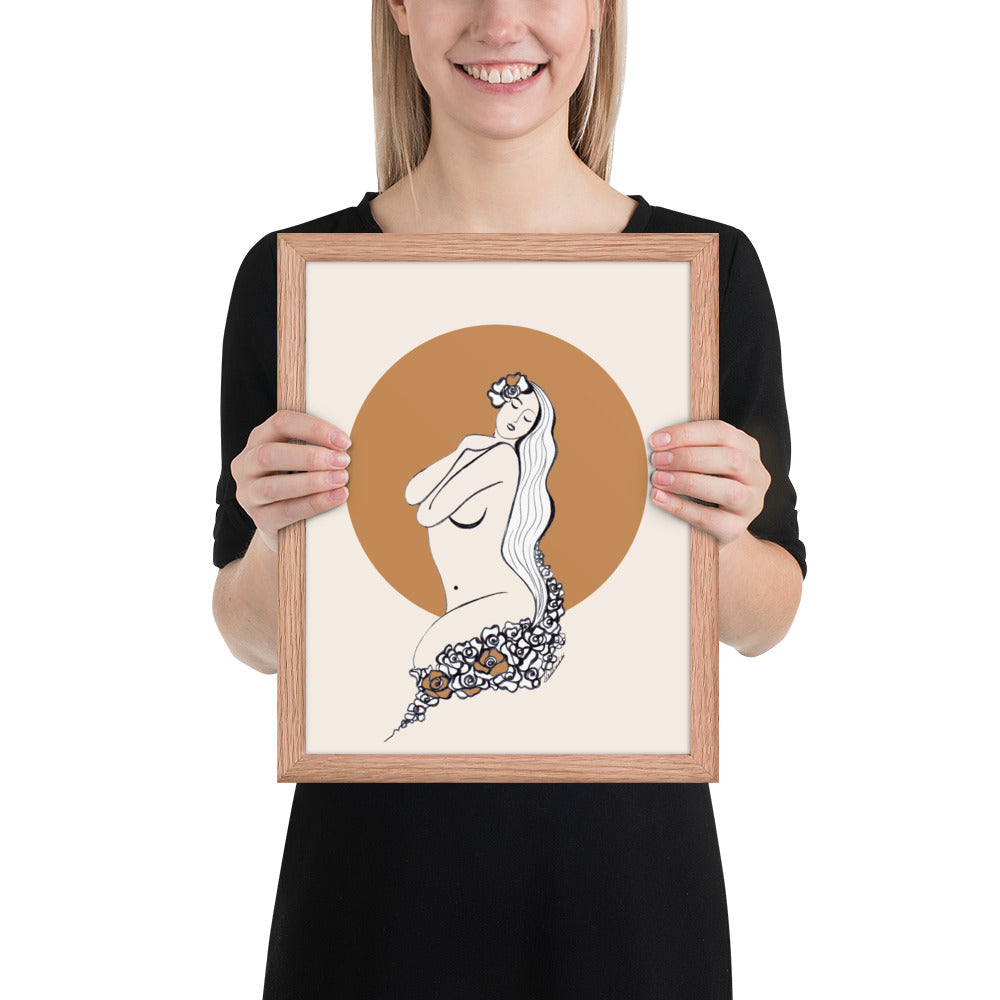 Framed poster of a Samodiva folklore digital art print by Nelinda. Artwork depicting a divine goddess of the forest.