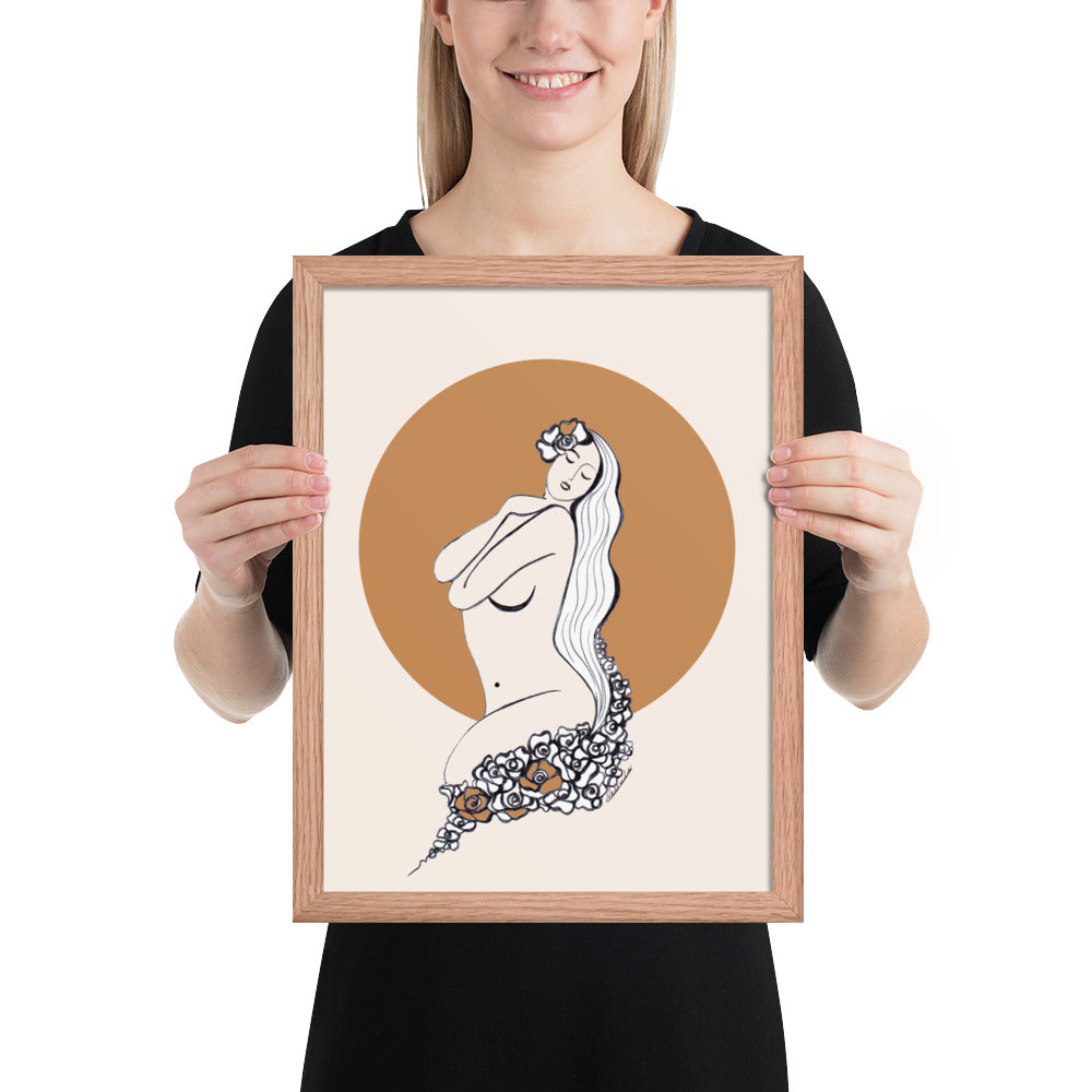 Framed poster of a Samodiva folklore digital art print by Nelinda. Artwork depicting a divine goddess of the forest.
