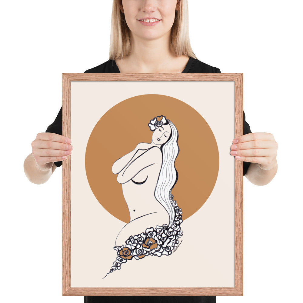 Framed poster of a Samodiva folklore digital art print by Nelinda. Artwork depicting a divine goddess of the forest.