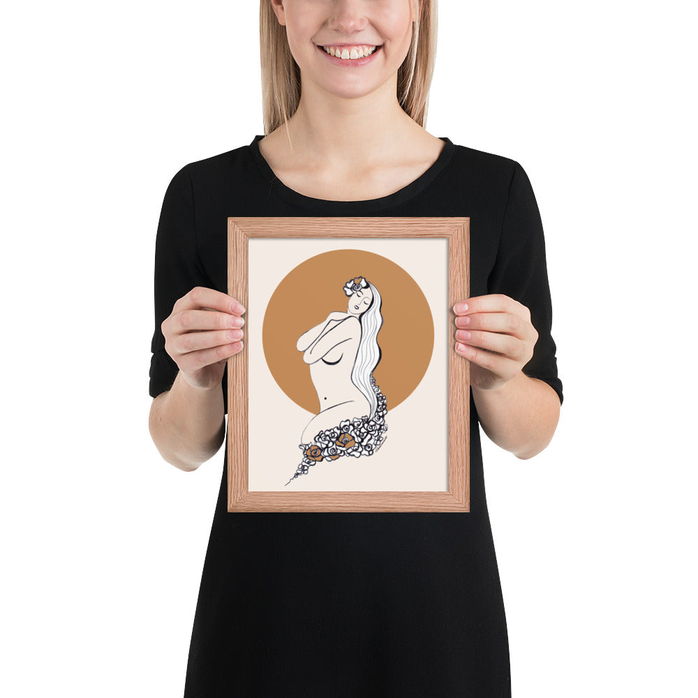 Framed poster of a Samodiva folklore digital art print by Nelinda. Artwork depicting a divine goddess of the forest.
