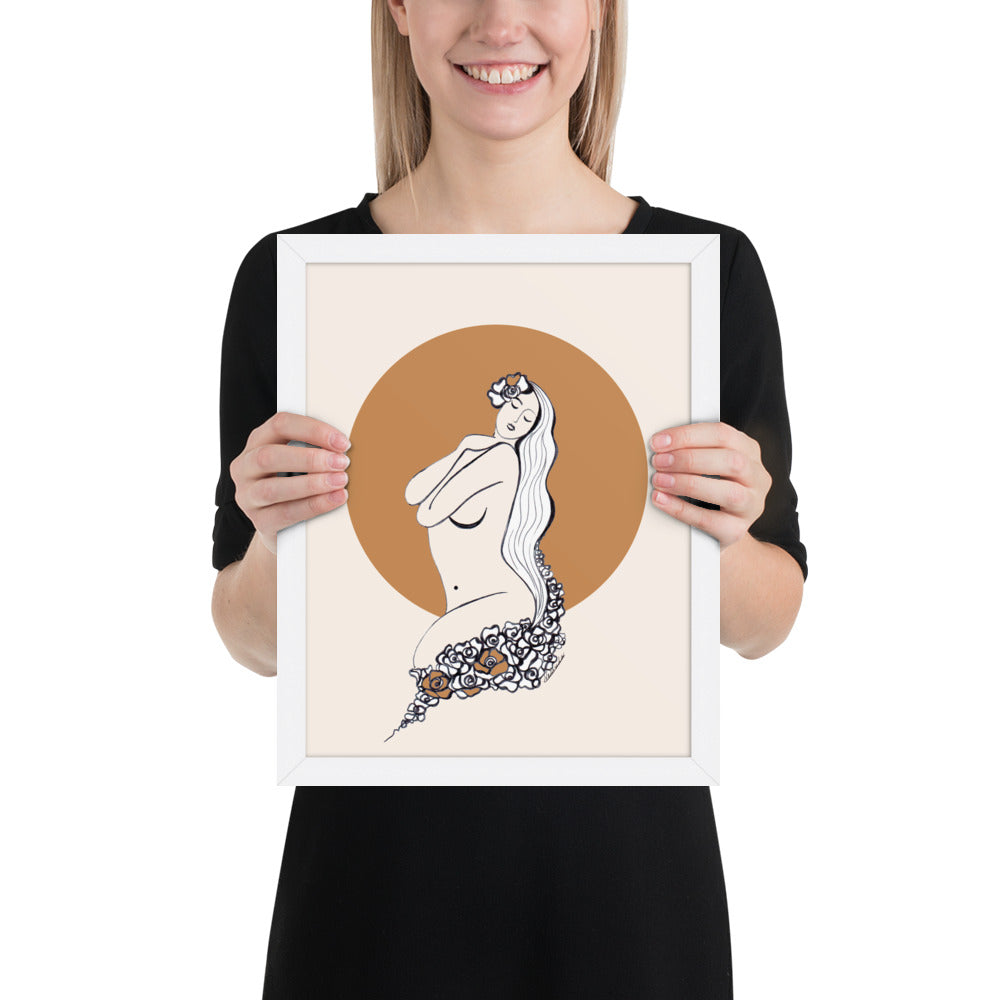 Framed poster of a Samodiva folklore digital art print by Nelinda. Artwork depicting a divine goddess of the forest.
