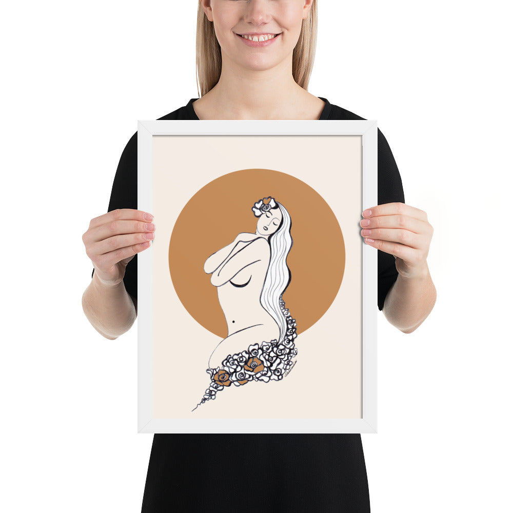 Framed poster of a Samodiva folklore digital art print by Nelinda. Artwork depicting a divine goddess of the forest.