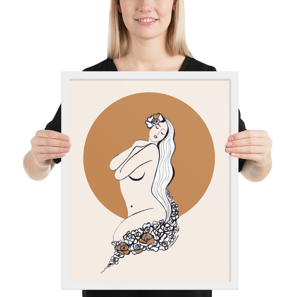 Framed poster of a Samodiva folklore digital art print by Nelinda. Artwork depicting a divine goddess of the forest.