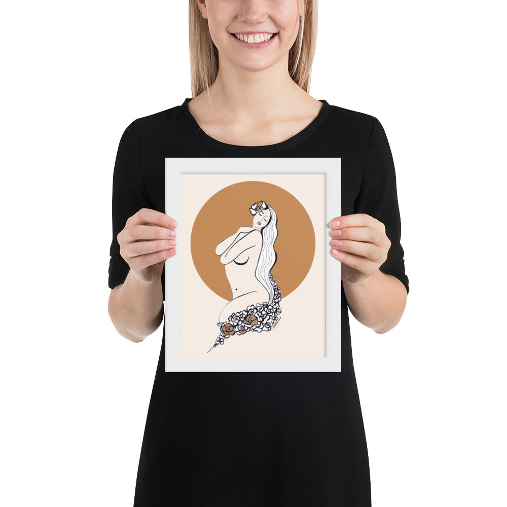 Framed poster of a Samodiva folklore digital art print by Nelinda. Artwork depicting a divine goddess of the forest.