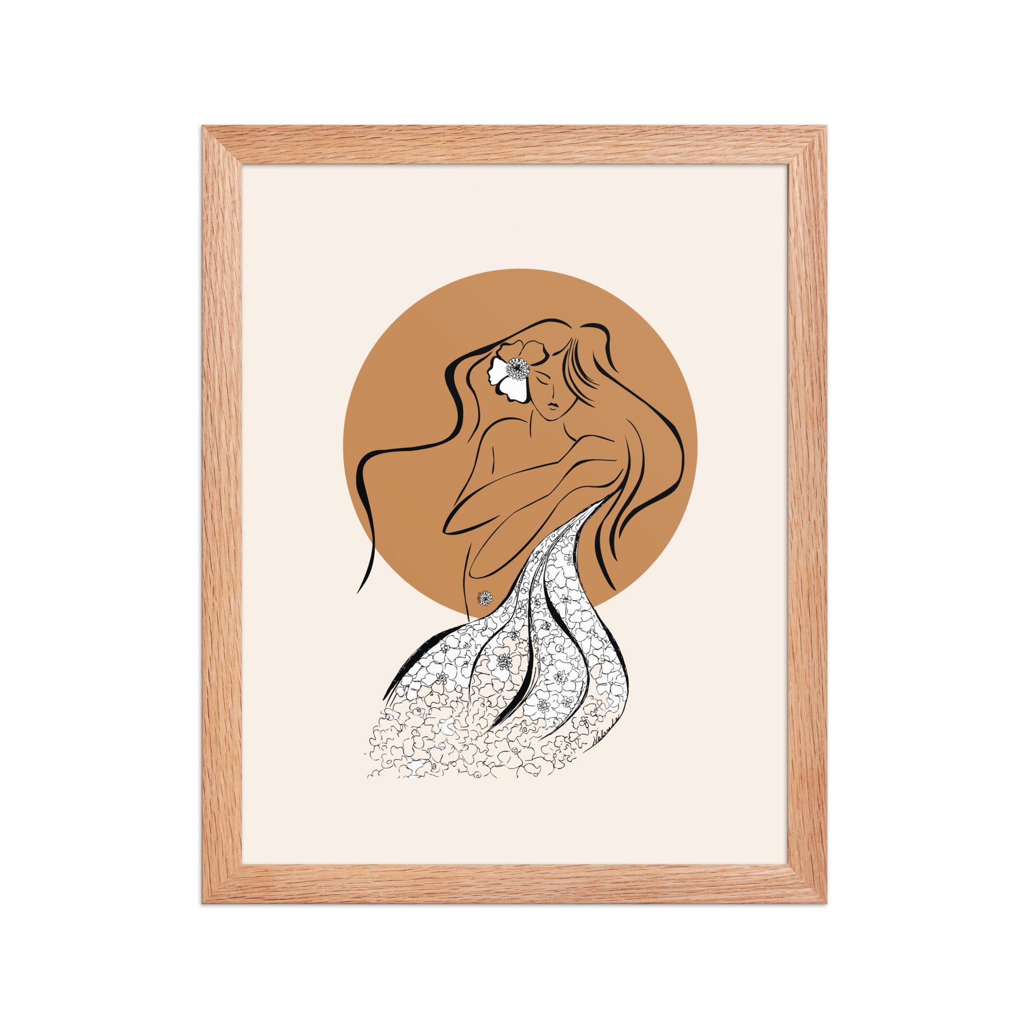 Framed poster of a Samodiva, a divine folklore spirit digital art print by Nelinda. Illustration portraying the Samodiva as a divine forest spirit.
