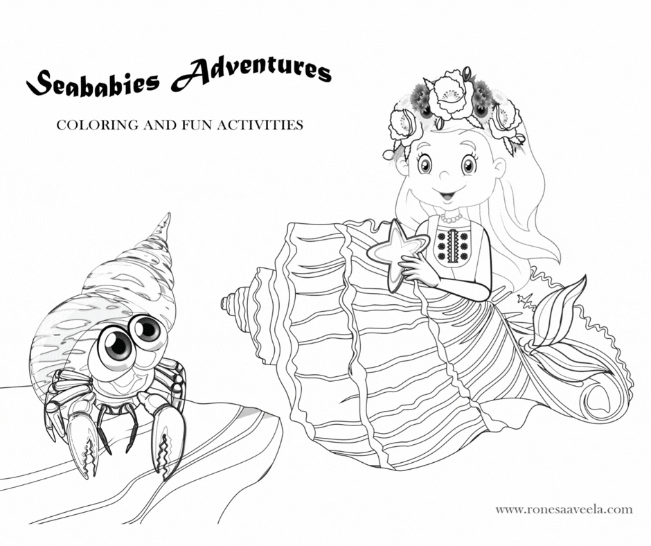 Seababies Adventures coloring pages, activity sheets, stickers, and more, featuring cute underwater characters for children